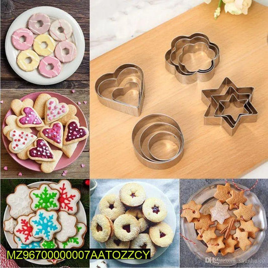 12 pcs stainless cookie, cake paste cutter
